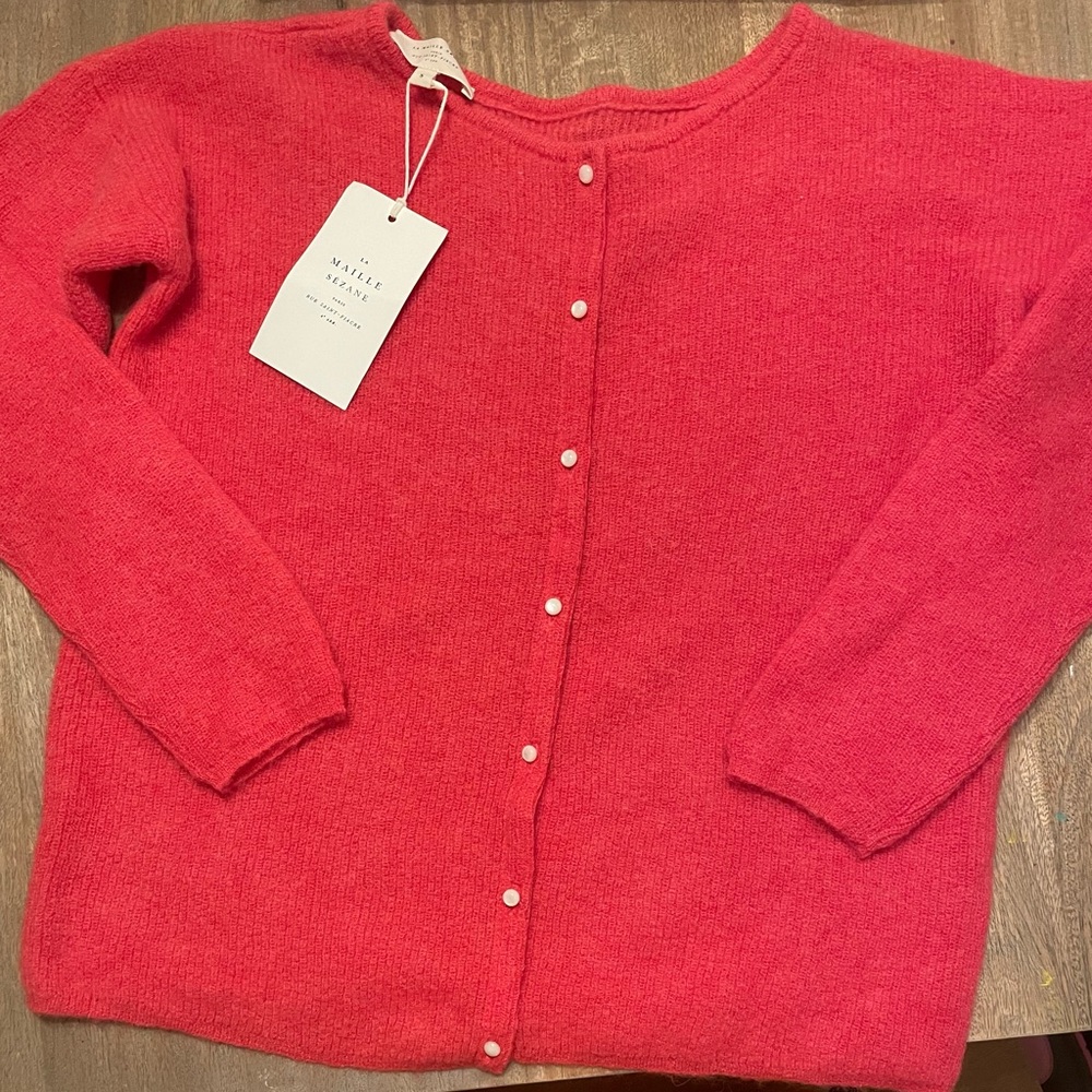 Sezane Women's Bright Pink Cardigan